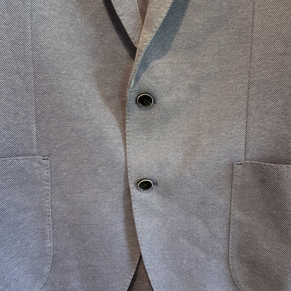 Savile Row Company Blue Casual Blazer 44R Floral Lining Cotton Sport Coat - Picture 7 of 11